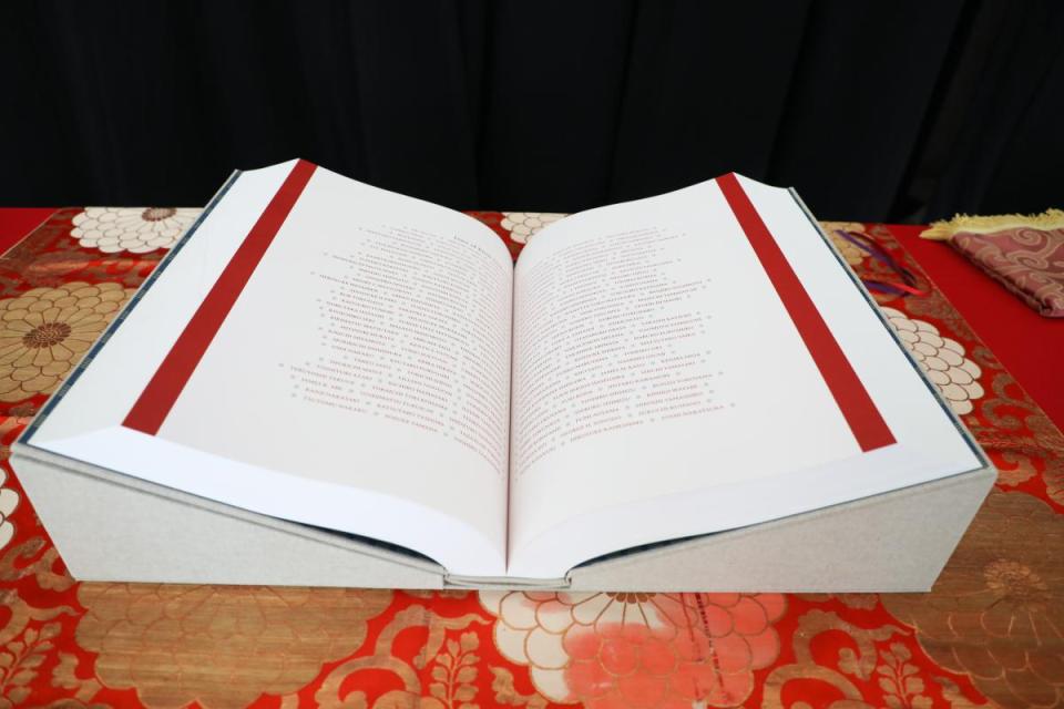 Ireichō open to the incarcerees’ names